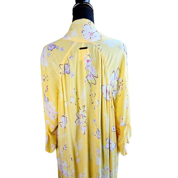 🦃 Billabong Desert Dreams Yellow Floral Summer Cardigan Boho Bohemian Beach M L - Picture 6 of 8